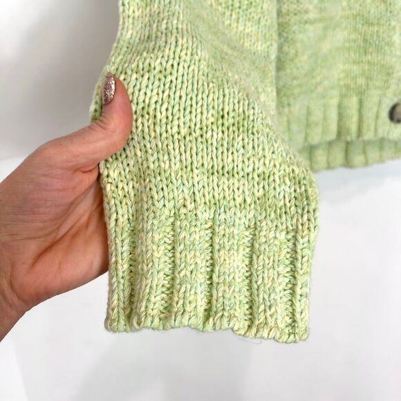 NWT Loft Sweater Womens Small Lime Green Marled Knit Cardigan Cropped Button Up - Picture 6 of 13